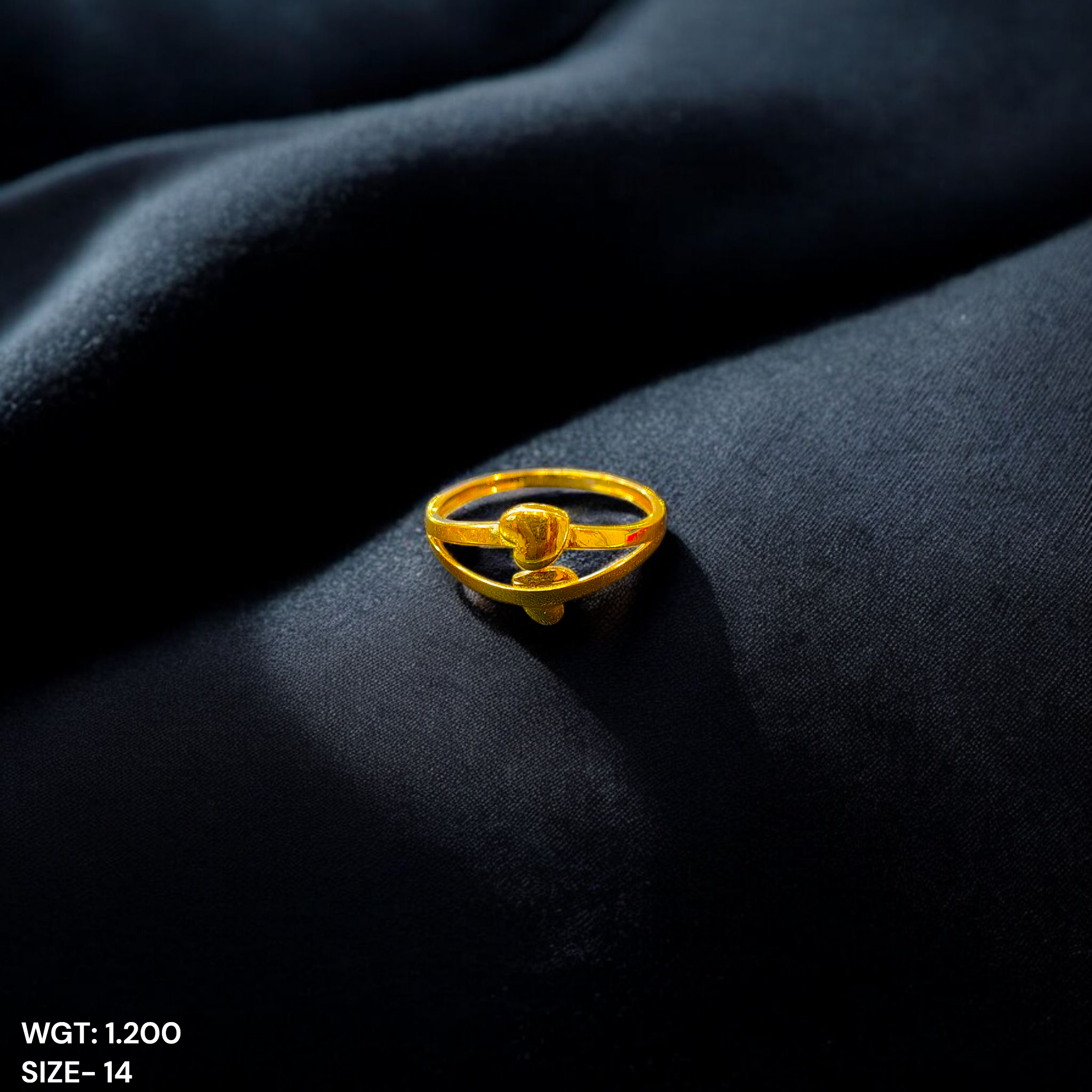 (GLFR9) TRJ (SIZE: 14) WGT: 1.200 GM APPROX BIS CERTIFIED HUID HALLMARK 9KT GOLD FINGER RING FOR WOMEN 1 PIECE FOR REGULAR USE.