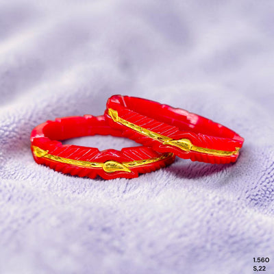 GPB9K- (H3BU32)-(QSXT7W) (SIZE-22) (WGT: 1.560 GM APPROX) BIS CERTIFIED HUID HALLMARK 375 9KT GOLD POLA BADHANO 1 PAIR FOR WOMEN.