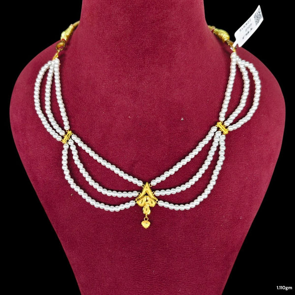 GOLD MOTI HAR- (WGT: 1.110 GM APPROX) CERTIFIED BIS HALLMARK HUID 22KT GOLD MOTI NECKLACE 1 PIECE WITH ADJUSTABLE TASSEL.(JIVQ6B)