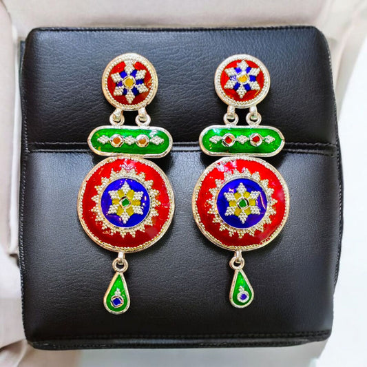FESTIVE SILVER OFFER (PREMIUM JEWELLERY) CERTIFIED HALLMARK 925 SILVER HASULI NECKLACE 1 PIECE WITH EARRINGS (MINAKARI MANIPUR DESIGN) APPROX WGT: 55.600 GM (1 PIECE) FOR BEAUTIFUL WOMEN.