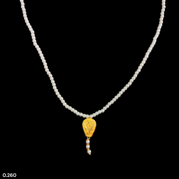 GOLD LOCKET- WGT: 0.260 GM APPROX BIS CERTIFIED HUID HALLMARK 22KT GOLD MOTI LOCKET 1 PIECE FOR WOMEN (WITH PUTI CHAIN).