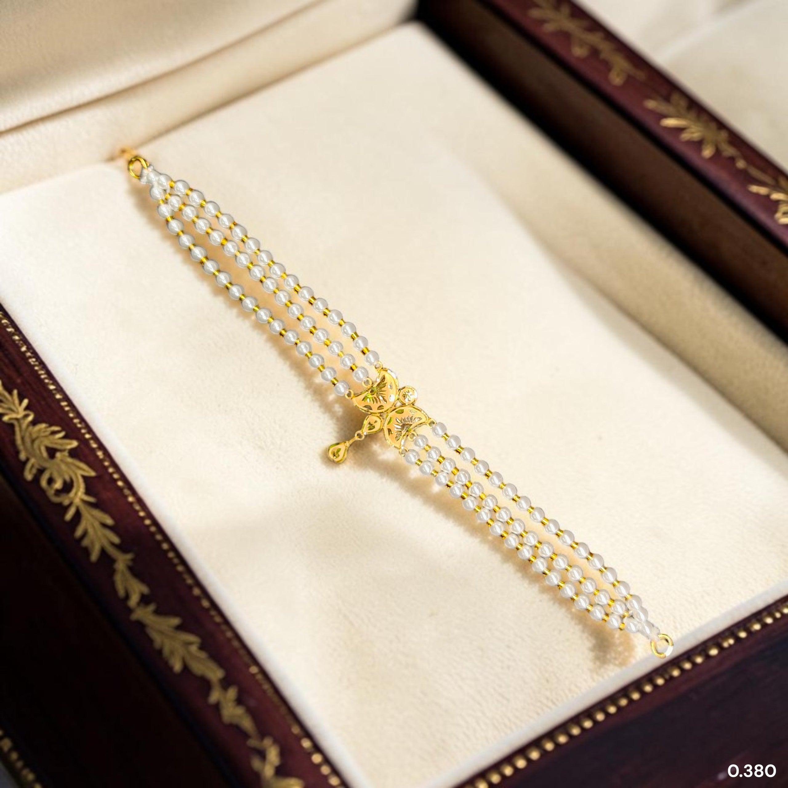GOLD MOTI CHOKER- (WGT: 0.380 GM APPROX) BIS CERTIFIED HUID HALLMARK 375 9KT GOLD MOTI CHOKER 1 PIECE WITH ADJUSTABLE TASSEL FOR GIFT IN MARRIAGE.