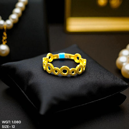 (GLFR9) TRJ (SIZE: 12) WGT: 1.080 GM APPROX BIS CERTIFIED HUID HALLMARK 9KT GOLD FINGER RING FOR WOMEN 1 PIECE FOR REGULAR USE.