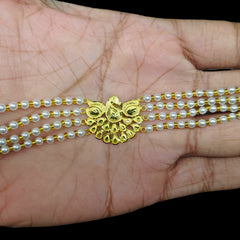 GMC9K- (LETHDB)-(WGT: 0.740 GM APPROX) BIS CERTIFIED HUID HALLMARK 375 9KT GOLD MOTI CHOKER 1 PIECE WITH ADJUSTABLE TASSEL FOR GIFT IN MARRIAGE.