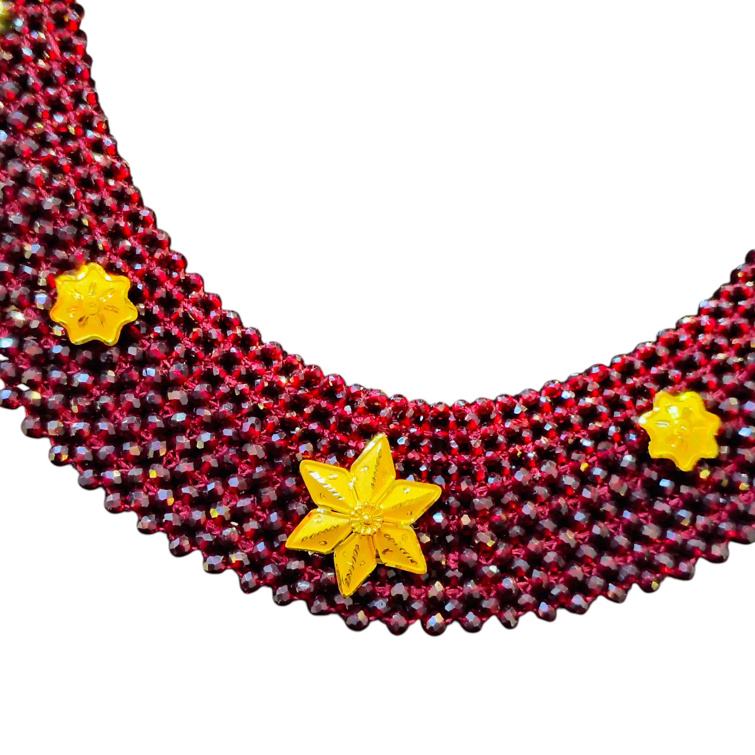 (GSH) TRJ WGT: 1.580 GM APPROX 22KT HUID HALLMARK GOLD CRYSTAL CHATAI NECKLACE 1 PIECE WITH ADJUSTABLE TASSEL.