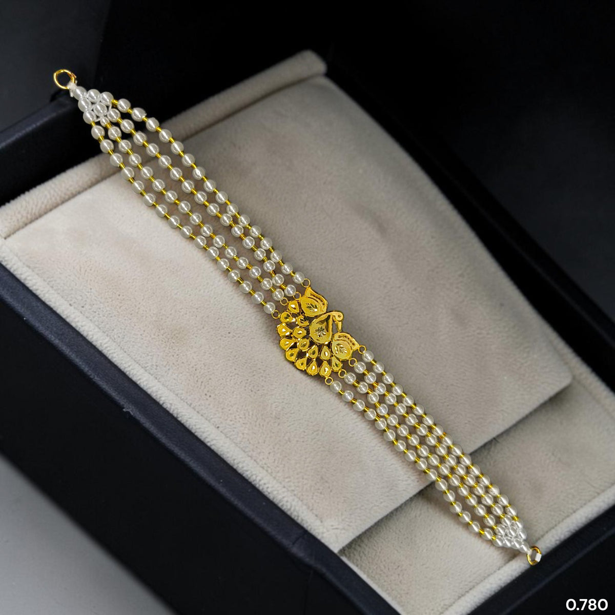 GMC9K- (C97H1V)-(WGT: 0.780 GM APPROX) BIS CERTIFIED HUID HALLMARK 375 9KT GOLD MOTI CHOKER 1 PIECE WITH ADJUSTABLE TASSEL FOR GIFT IN MARRIAGE.