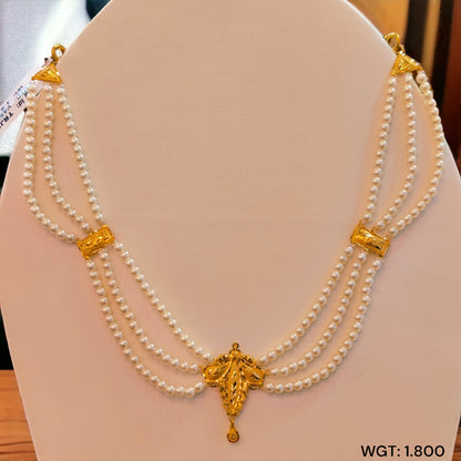 TRJ WGT: 1.800 GM APPROX 22KT HUID HALLMARK GOLD MOTI NECKLACE 1 PIECE WITH ADJUSTABLE TASSEL.