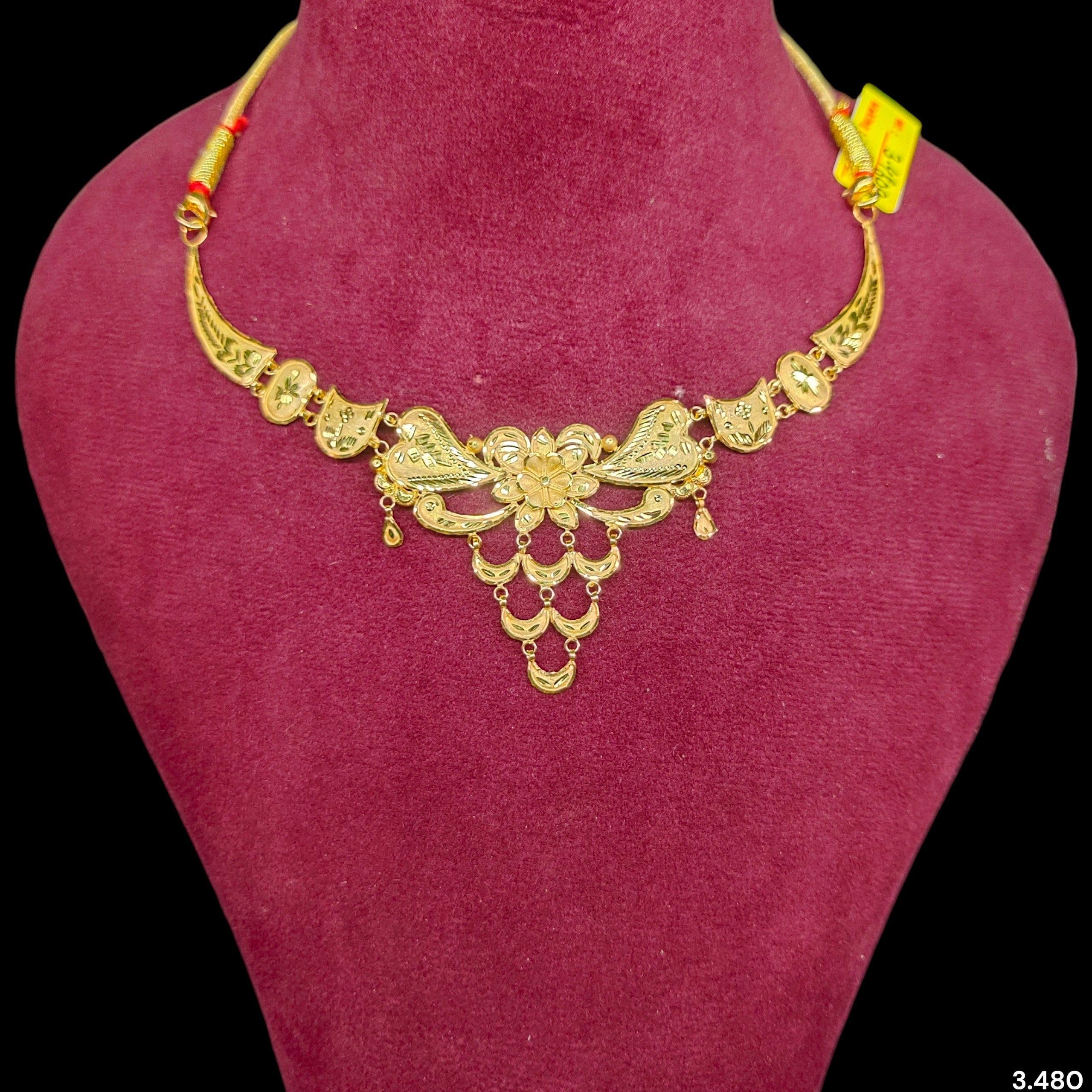 GOLD NECKLACE-(WGT: 3.480 GM APPROX) BIS CERTIFIED HUID HALLMARK 375 9KT GOLD NECKLACE 1 PIECE FOR WOMEN WITH FREE ADJUSTABLE TASSEL.(4PKMHB)