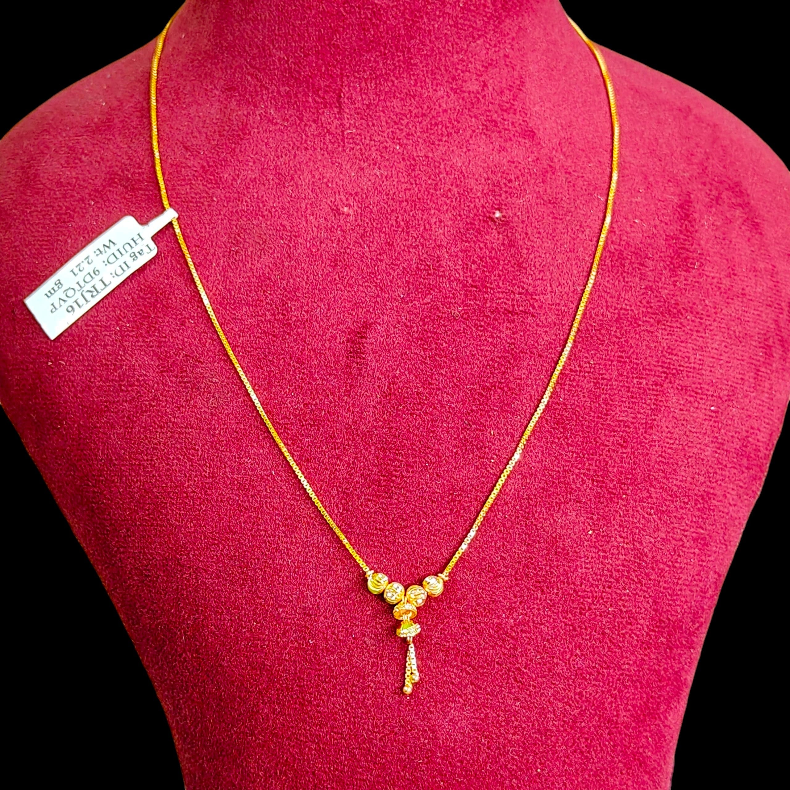 GCH-(WGT: 2.210 GM APPROX) BIS CERTIFIED HUID HALLMARK 9KT GOLD CHAIN WITH PENDANT (18 INCH) 1 PIECE FOR WOMEN.