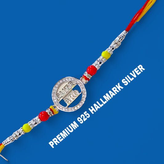 (RAKHI GIFTS) 925 HALLMARK SILVER RAKHI FOR RAKSHA BANDHAN GIFT FOR YOUR LOVING BROTHER (FREE DAIRYMILK CHOCOLATE INSIDE).