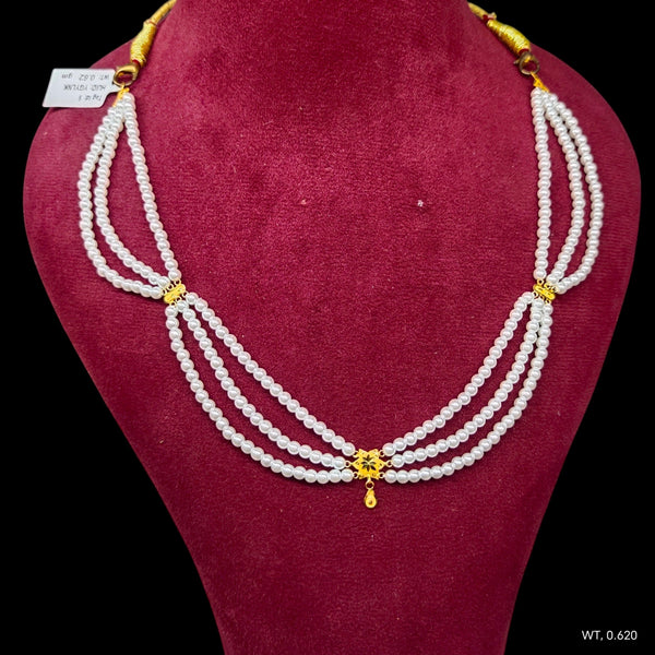 GOLD MOTI HAR- (WGT: 0.620 GM APPROX) CERTIFIED BIS HALLMARK HUID 22KT GOLD MOTI NECKLACE 1 PIECE WITH ADJUSTABLE TASSEL.(YGYLNK)