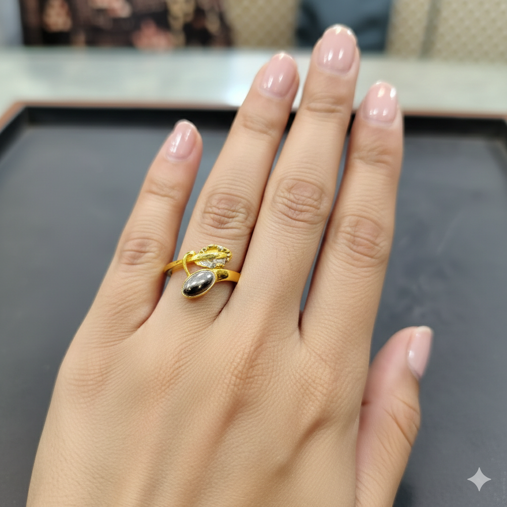 LADIES RING- TRJ (SIZE:15) WGT: 1.130 GM APPROX BIS CERTIFIED HUID HALLMARK 9KT GOLD FINGER RING FOR WOMEN 1 PIECE.