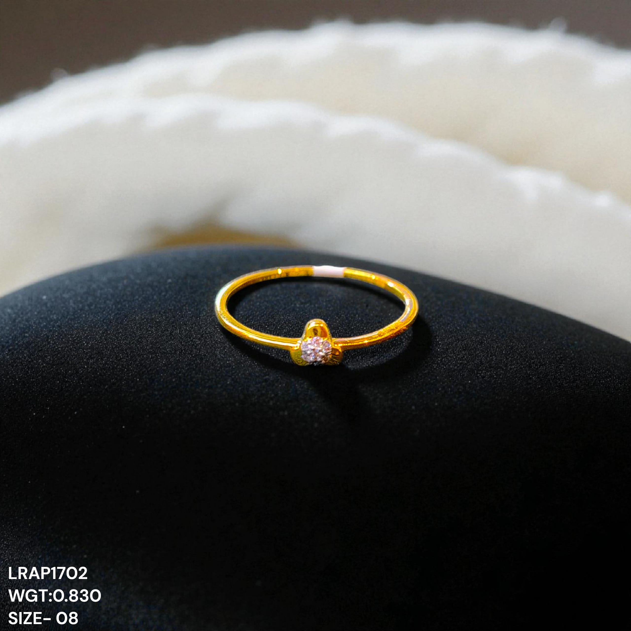 (GLFR18) RAJLAXMI DIAMOND JEWELLERY (SIZE:08) - WGT: 0.830 GM - NATURAL DIAMOND (0.02 CENT) HUID HALLMARK 18KT DIAMOND FINGER RING FOR WOMEN WITH CERTIFICATE OF AUTHENTICITY BY ZORBA (DESIGN NO: LRAP1702).