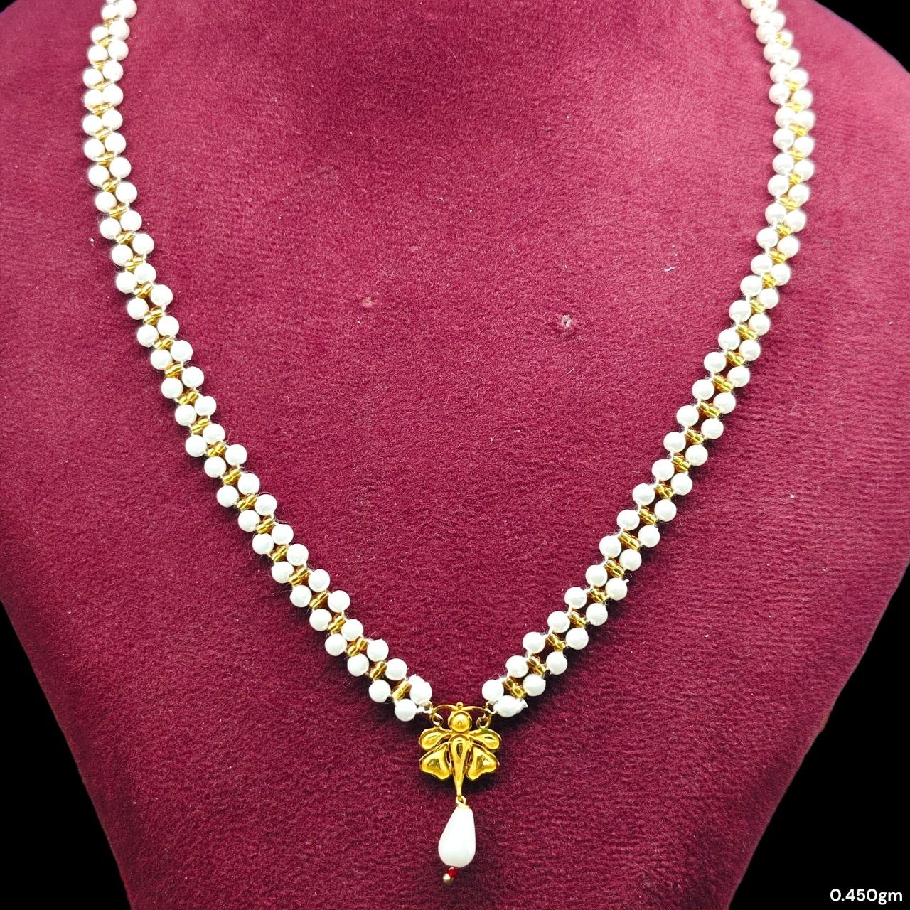 GMP22K- WGT: 0.450 GM APPROX CERTIFIED BIS HUID HALLMARK 916 22KT GOLD MOTI PENDANT 1 PIECE FOR WOMEN.