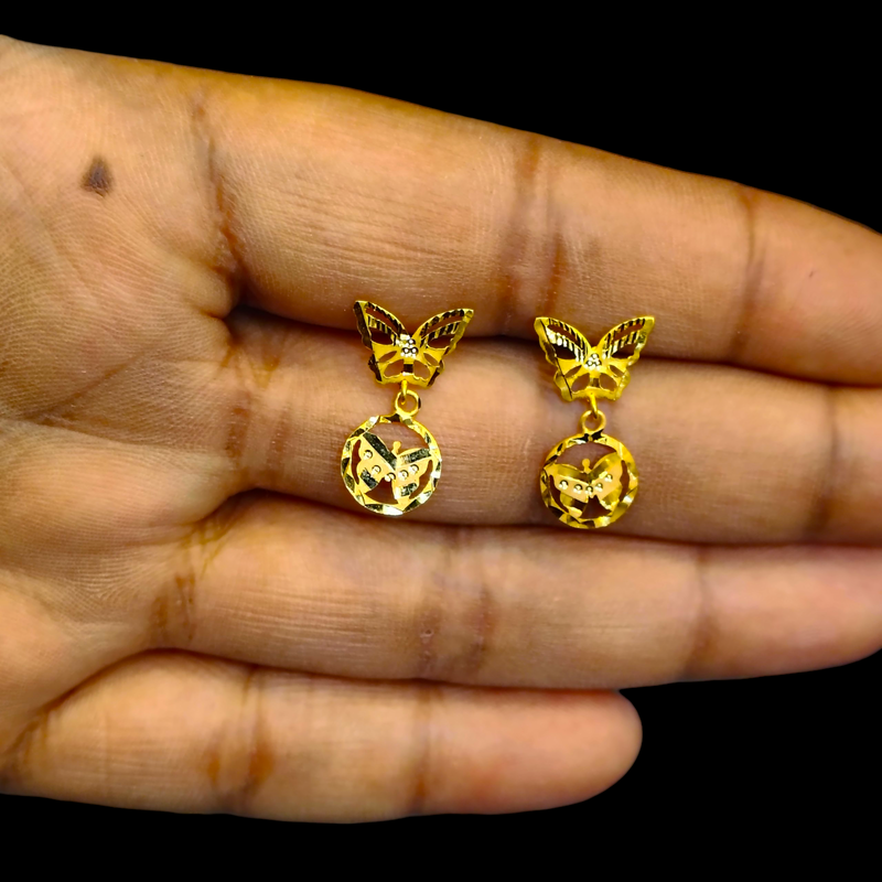 GOLD EARRINGS- WGT: 0.550 GM APPROX BIS CERTIFIED HUID HALLMARK 9KT GOLD EARRINGS 1 PAIR FOR WOMEN.