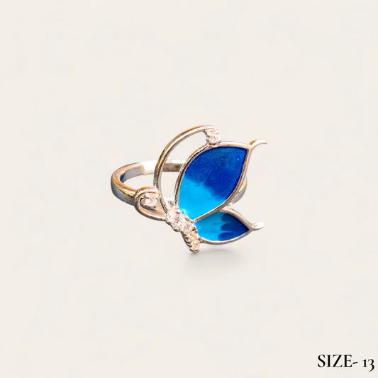 RAJLAXMI (SIZE:13) HALLMARK 925 SILVER FINGER BUTTERFLY MINAKARI DESIGN RING 1 PIECE FOR WOMEN FOR REGULAR USE - BEST FOR GIFTING (SOLD ON MRP)