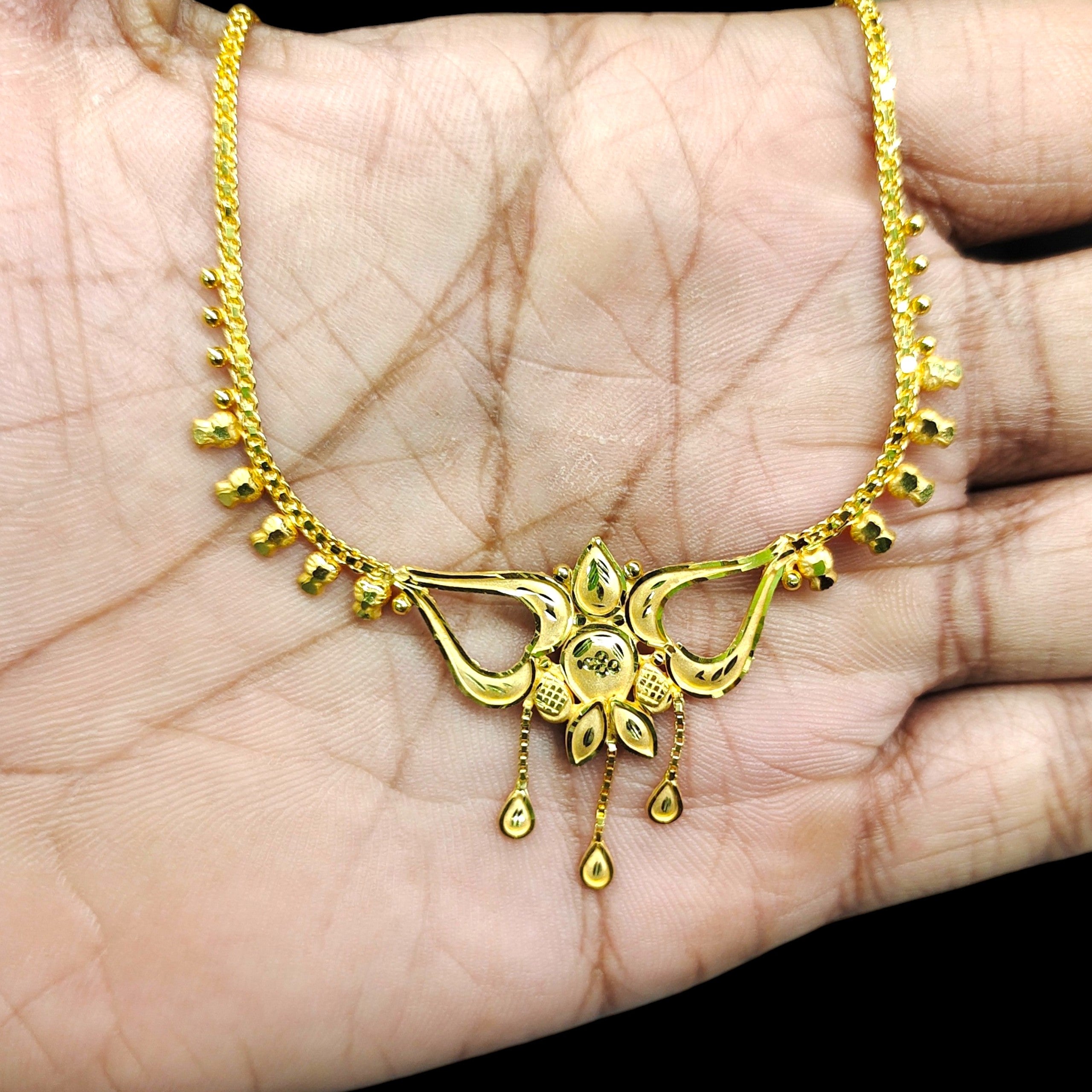 GOLD NECKLACE-(WGT: 3.090 GM APPROX) BIS CERTIFIED HUID HALLMARK 375 9KT GOLD NECKLACE 1 PIECE FOR WOMEN WITH FREE ADJUSTABLE TASSEL.