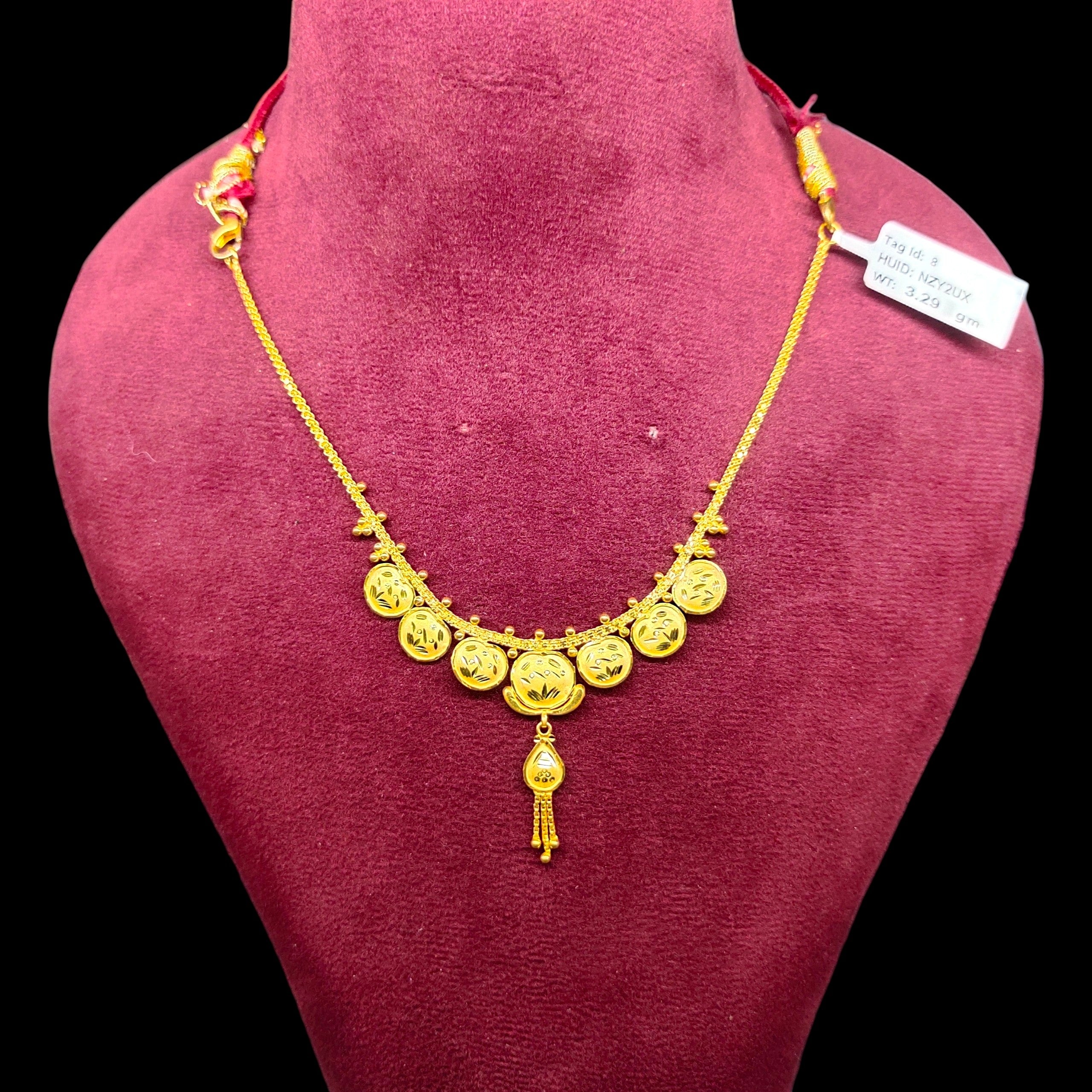 GOLD NECKLACE-(WGT: 3.290 GM APPROX) BIS CERTIFIED HUID HALLMARK 375 9KT GOLD NECKLACE 1 PIECE FOR WOMEN WITH FREE ADJUSTABLE TASSEL.