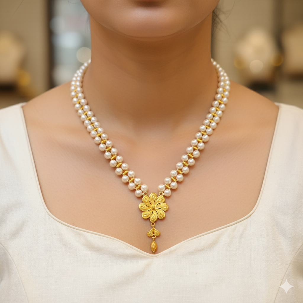 (GMP22) BIS CERTIFIED WGT: 0.920 GM APPROX HUID HALLMARK 916 22KT GOLD MOTI PENDANT 1 PIECE FOR YOUR BEAUTIFUL WIFE.