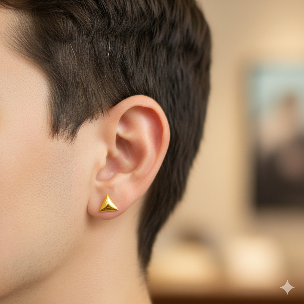 STUD EARRING BOYS- WGT: 0.170 GM APPROX BIS CERTIFIED HUID HALLMARK 9KT GOLD STUD EARRINGS FOR MEN (SINGLE PIECE) FOR REGULAR USE.