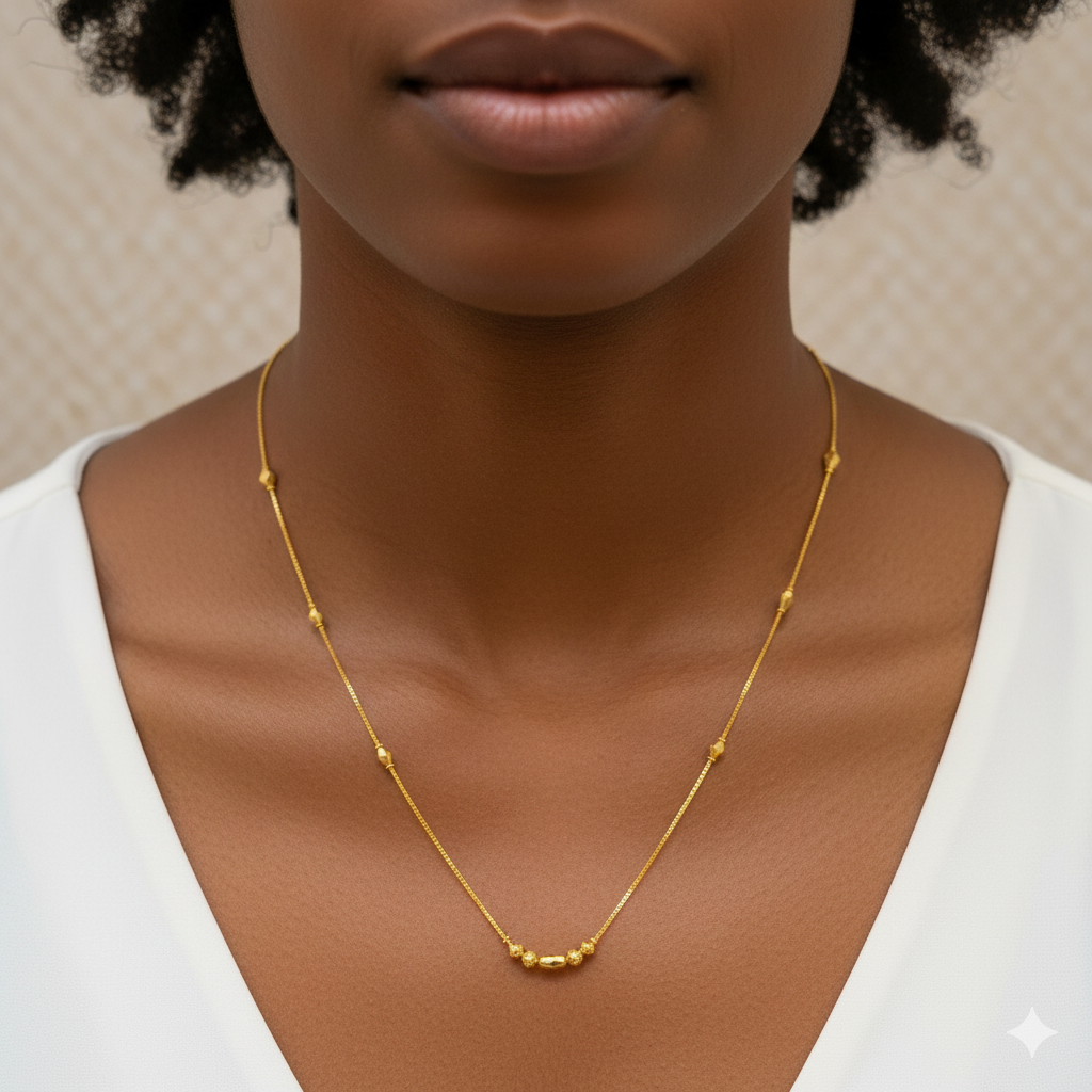 GCH-(WGT: 2.670 GM APPROX) BIS CERTIFIED HUID HALLMARK 9KT GOLD CHAIN WITH PENDANT (16 INCH) 1 PIECE FOR WOMEN.