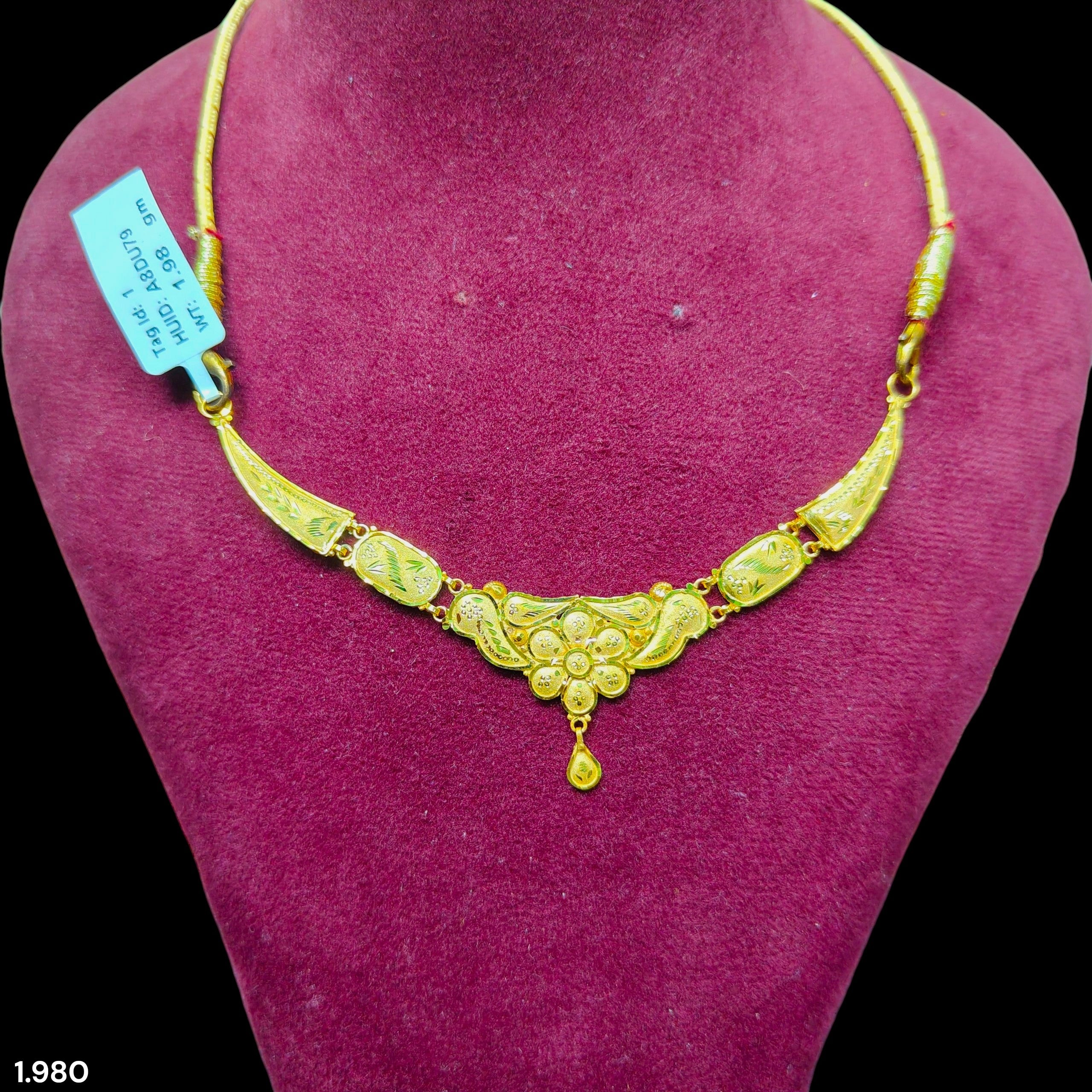 GOLD CHOKER NECKLACE-(WGT: 1.980 GM APPROX) BIS CERTIFIED HUID HALLMARK 9KT GOLD NECKLACE 1 PIECE FOR WOMEN.