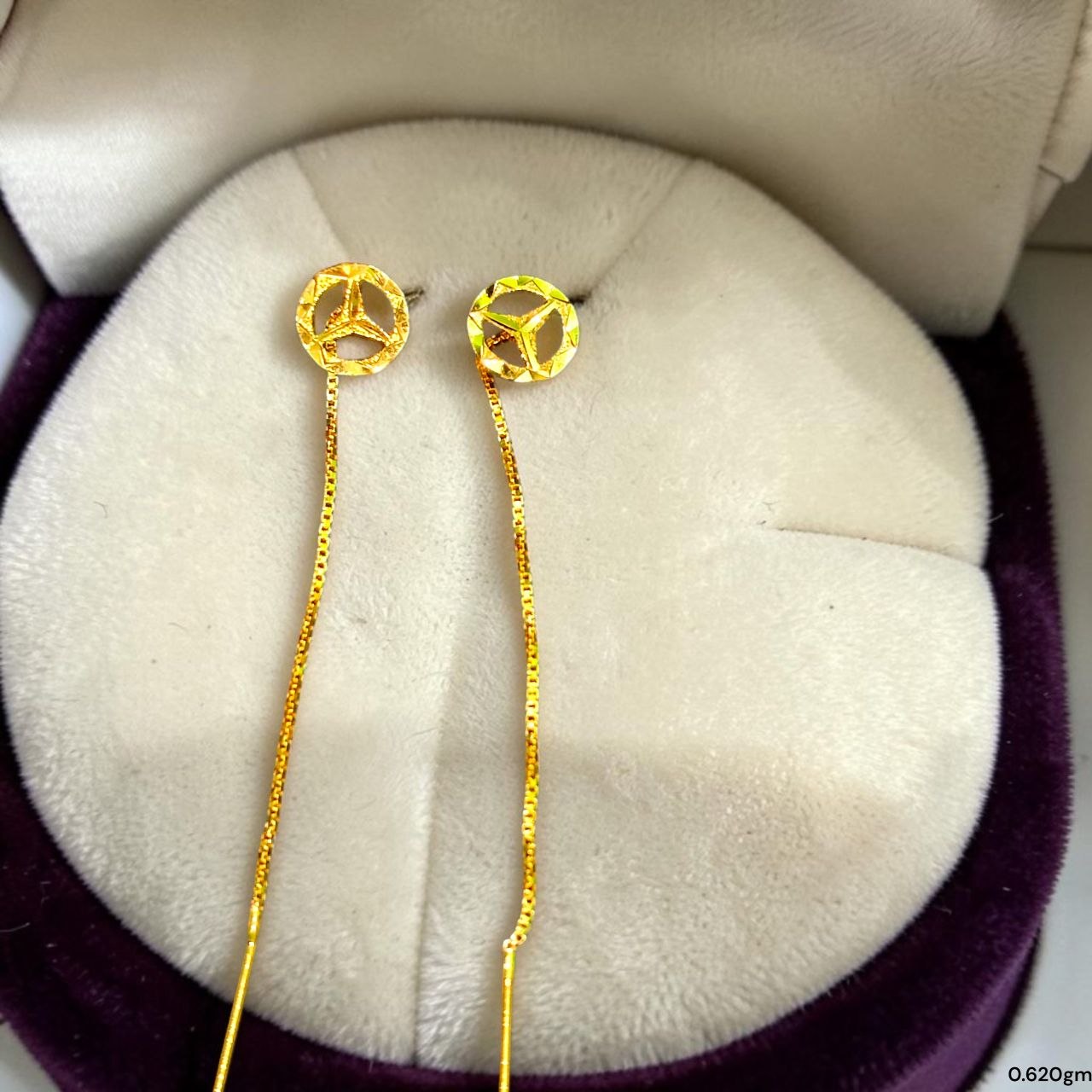 GOLD SUIDHAGA- (WGT: 0.620 GM APPROX) BIS CERTIFIED HUID HALLMARK 9KT GOLD SUIDHAGA EARRINGS (1 PAIR) FOR WOMEN.