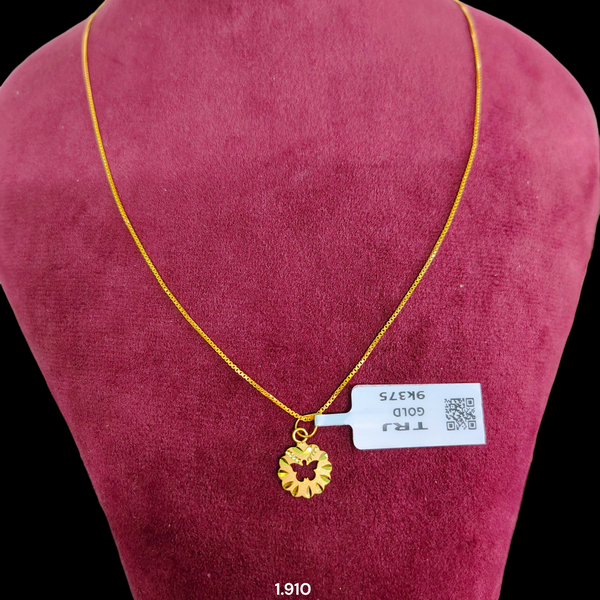 GOLD CHAIN- (WGT: 1.910 GM APPROX) BIS CERTIFIED HUID HALLMARK 9KT GOLD CHAIN WITH PENDANT (17 INCH) 1 PIECE FOR WOMEN.