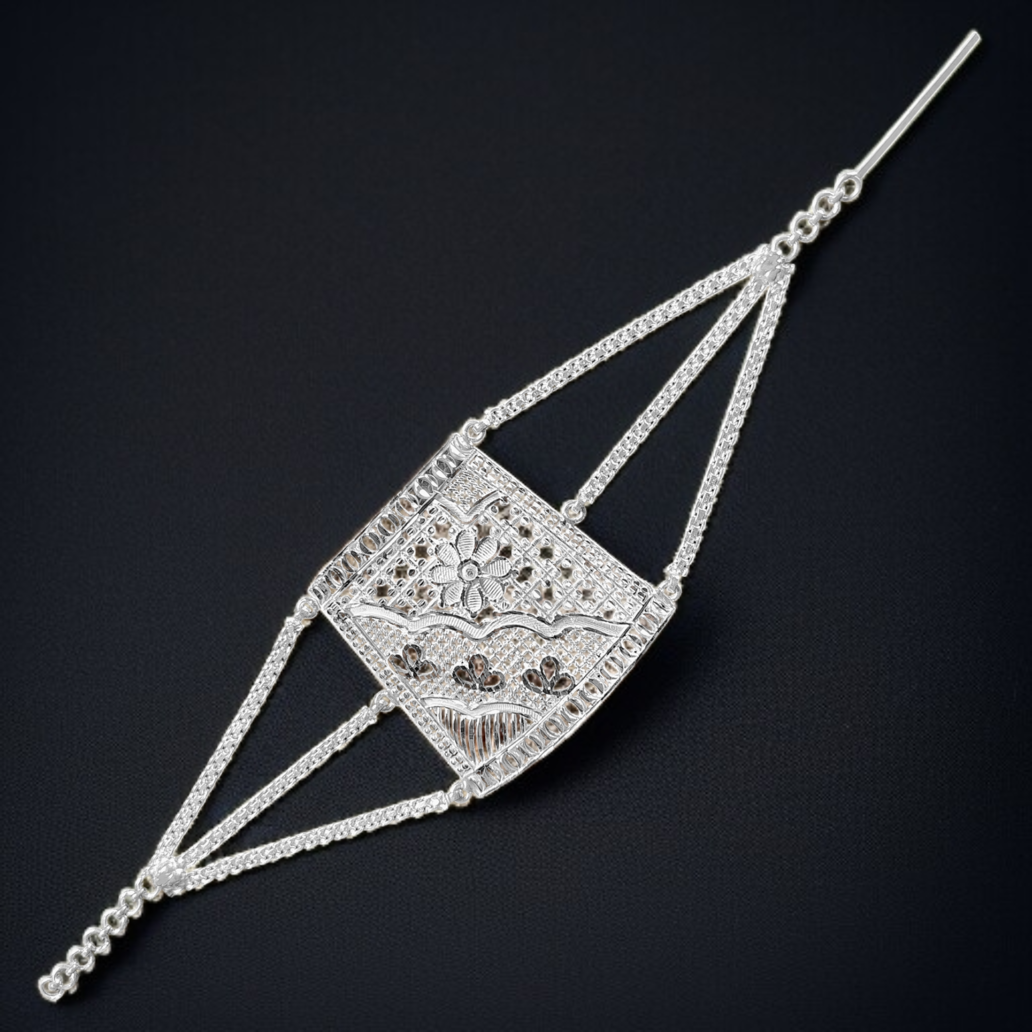 (SLMT) 725 ORIGINAL SILVER MANTASHA WGT: 21.740 GRAM 1 PIECE FOR WOMEN BY RAJLAXMI.