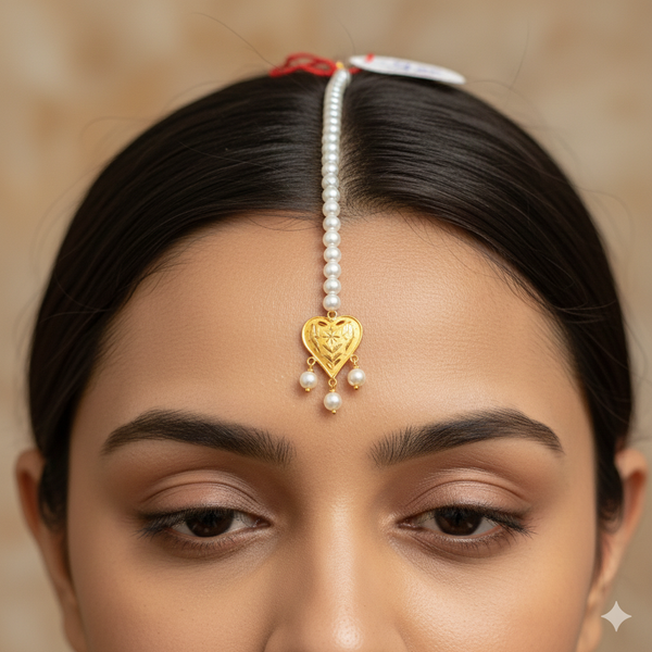 GOLD TICKLY- TRJ WGT: 0.790 GM APPROX 22KT HUID HALLMARK GOLD MOTI TICKLY (MANGTIKA) 1 PIECE FOR MARRIAGE. (58MZN2)