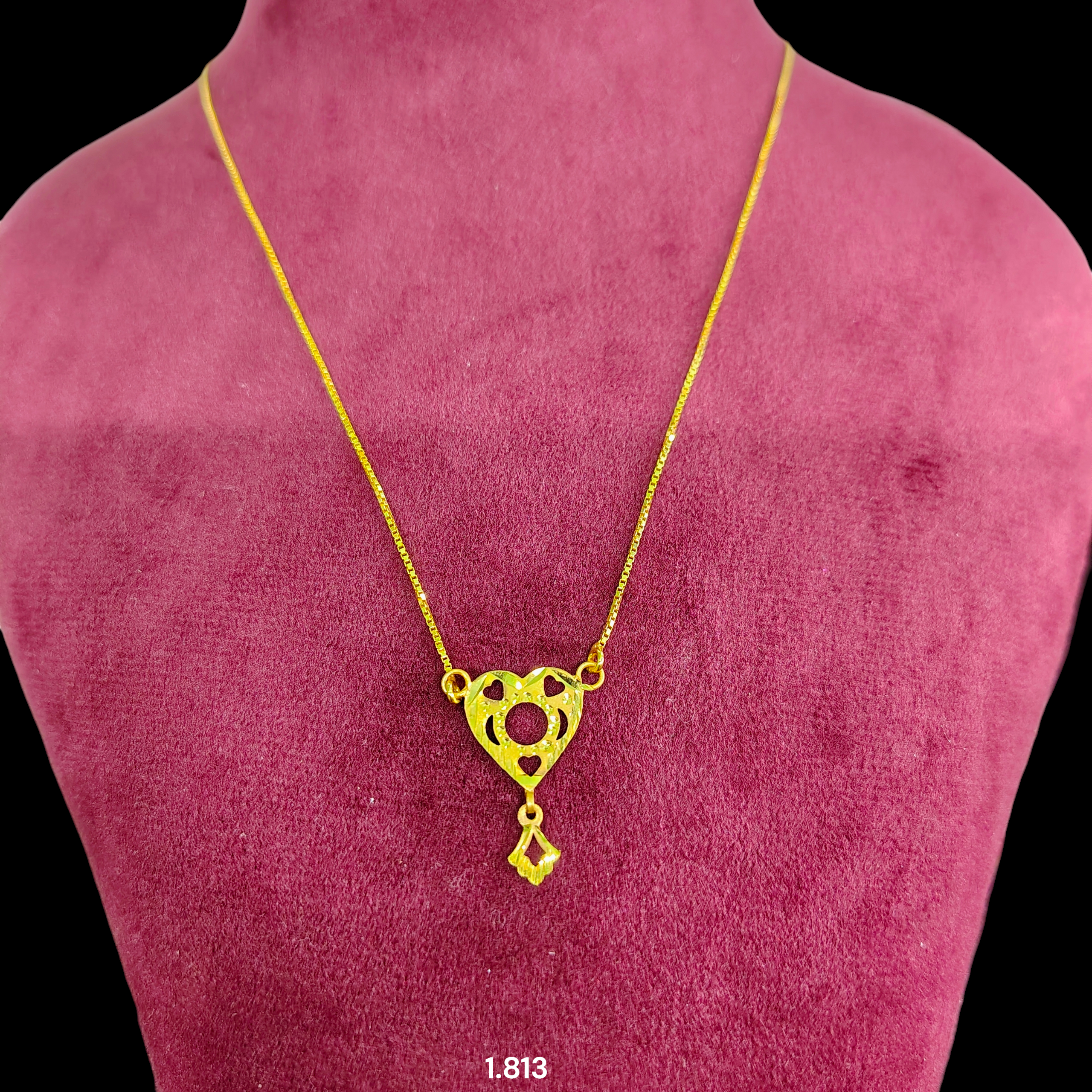 GOLD CHAIN- (WGT: 1.813 GM APPROX) BIS CERTIFIED HUID HALLMARK 9KT GOLD CHAIN WITH PENDANT (17 INCH) 1 PIECE FOR WOMEN.