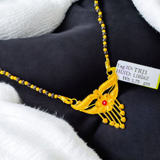 TRJ WGT: 1.750 GM APPROX 22KT HUID HALLMARK GOLD PENDANT MANGALSUTRA 1 PIECE WITH TASSEL.