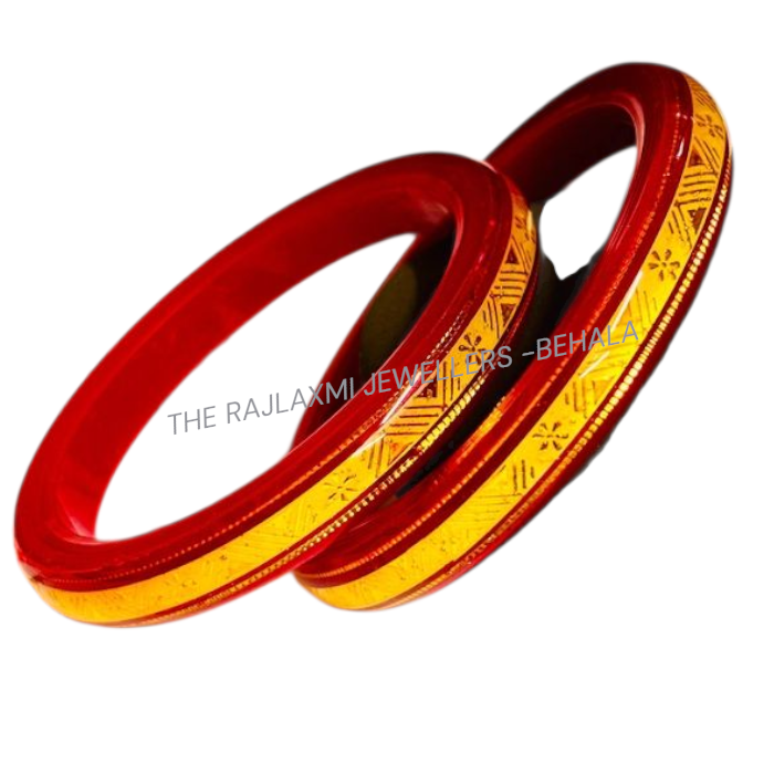 MAGNETIC RED (FACEBOOK VIRAL POLA) GOLDEN DETAILING LAMINATION POLA FULL SCALE DESIGN 1 PAIR FOR WOMEN - NON EXCHANGEABLE ITEM (GET ANY DESIGN AS PER AVAILABILITY)