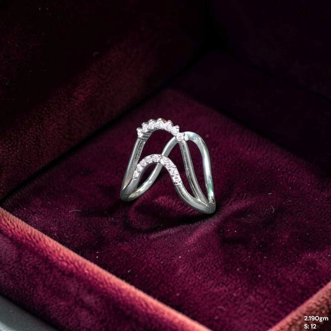 SILVER RING- SIZE:12 (WGT: 2.190 GM APPROX) HALLMARK 925 SILVER FINGER RING 1 PIECE FOR WOMEN (V RING BANKOK IMPORTED DESIGN)- NON EXCHANGEABLE -(SOLD ON MRP).