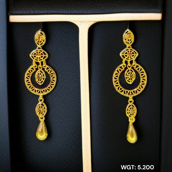 (GER22) BIS CERTIFIED WGT: 5.200 GM APPROX HUID HALLMARK 916 22KT GOLD EARRINGS KANBALA 1 PAIR FOR WOMEN.