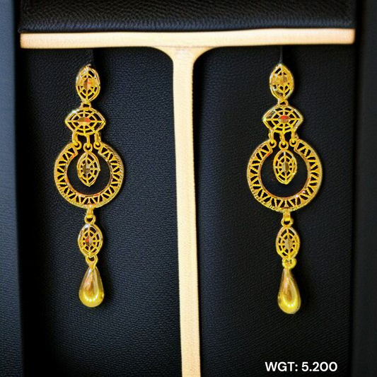 (GER22) BIS CERTIFIED WGT: 5.200 GM APPROX HUID HALLMARK 916 22KT GOLD EARRINGS KANBALA 1 PAIR FOR WOMEN.