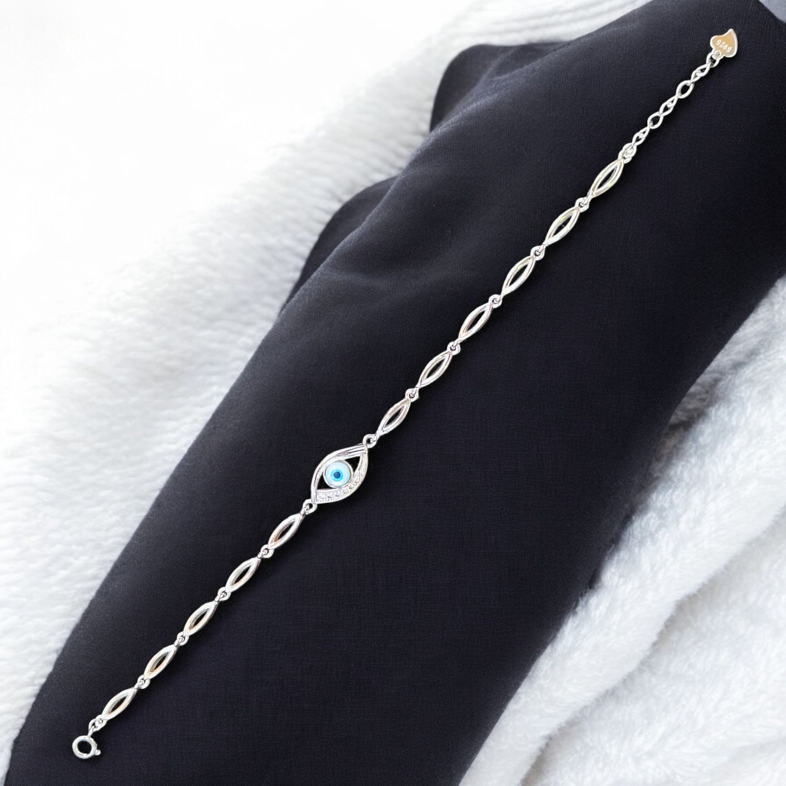 EVIL EYE BANKOK IMPORTED BIS CERTIFIED HALLMARK 925 SILVER BRACELET FOR WOMEN 1 PIECE- (ADJUSTABLE FREE SIZE) GET ANY DESIGN AS PER AVAILABLITY (SOLD ON MRP)