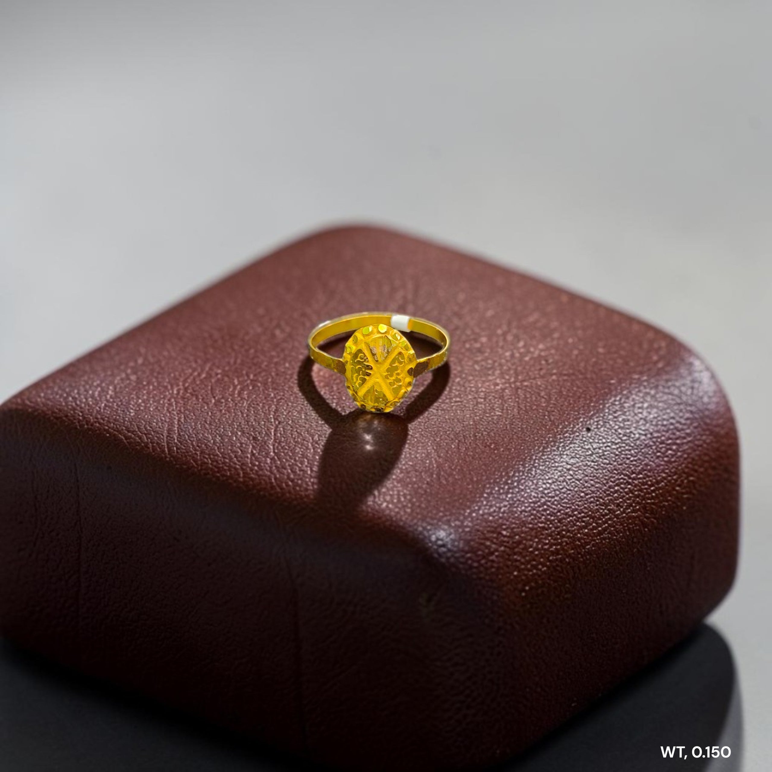 BABY JEWELLERY- TRJ WGT: 0.150 GM APPROX 375 9KT HUID HALLMARK GOLD BABY FINGER RING 1 PIECE FOR RICE CEREMONY & BIRTHDAY.