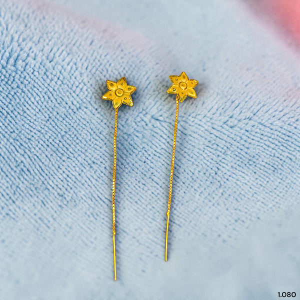 GOLD SUIDHAGA- (H7GWQ3)-(RAYX4C) (WGT: 1.080 GM APPROX) BIS CERTIFIED HUID HALLMARK 9KT GOLD SUIDHAGA EARRINGS (1 PAIR) FOR WOMEN.