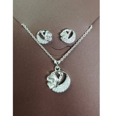 SILVER LOCKE- 625 SILVER LOCKE SET WITH EARRINGS SOLD ON MRP) - *CHAIN INCLUDED* (NON EXCHANGEABLE ITEM)