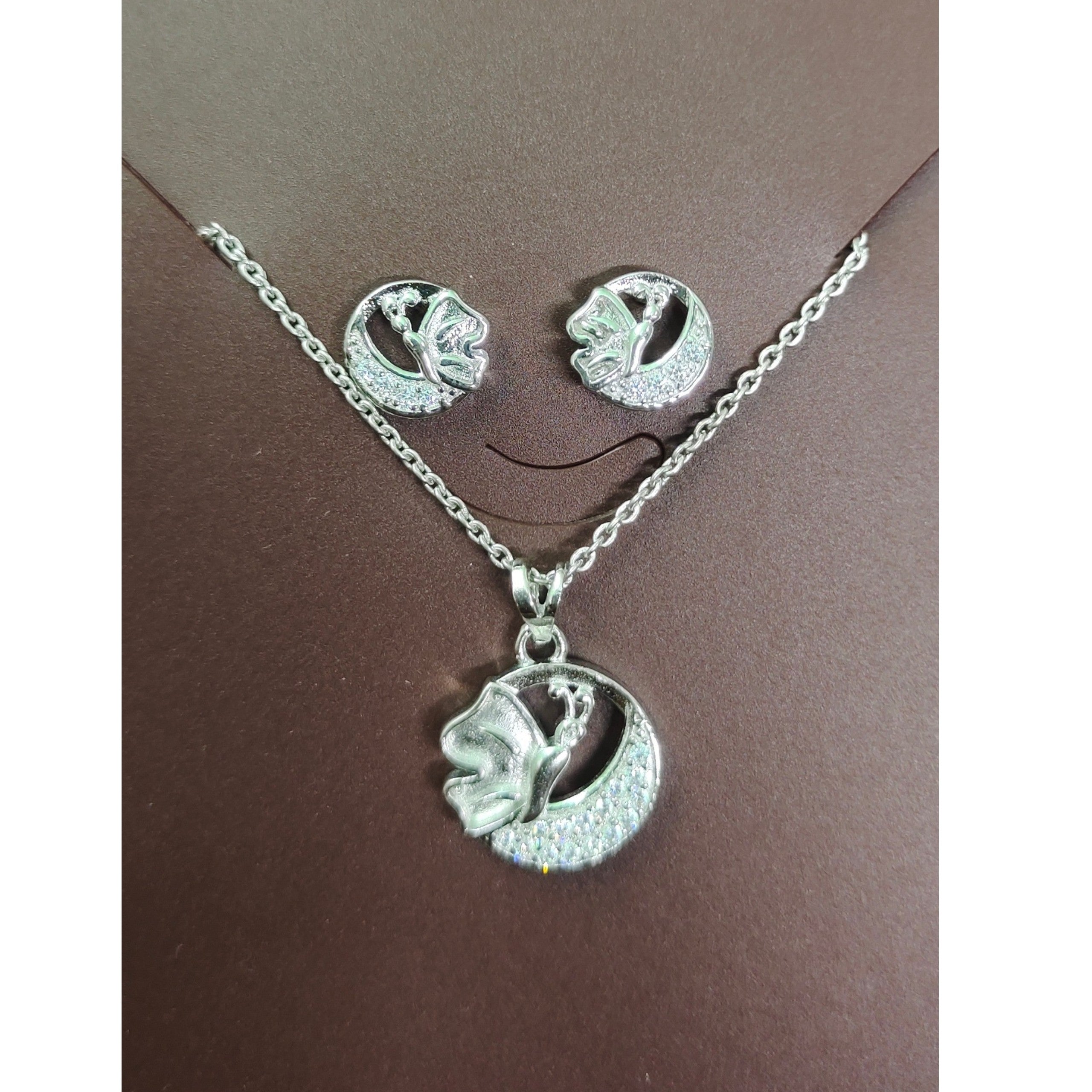 SILVER PENDANT- 625 SILVER PENDANT SET WITH EARRINGS SOLD ON MRP) - *CHAIN INCLUDED* (NON EXCHANGEABLE ITEM)