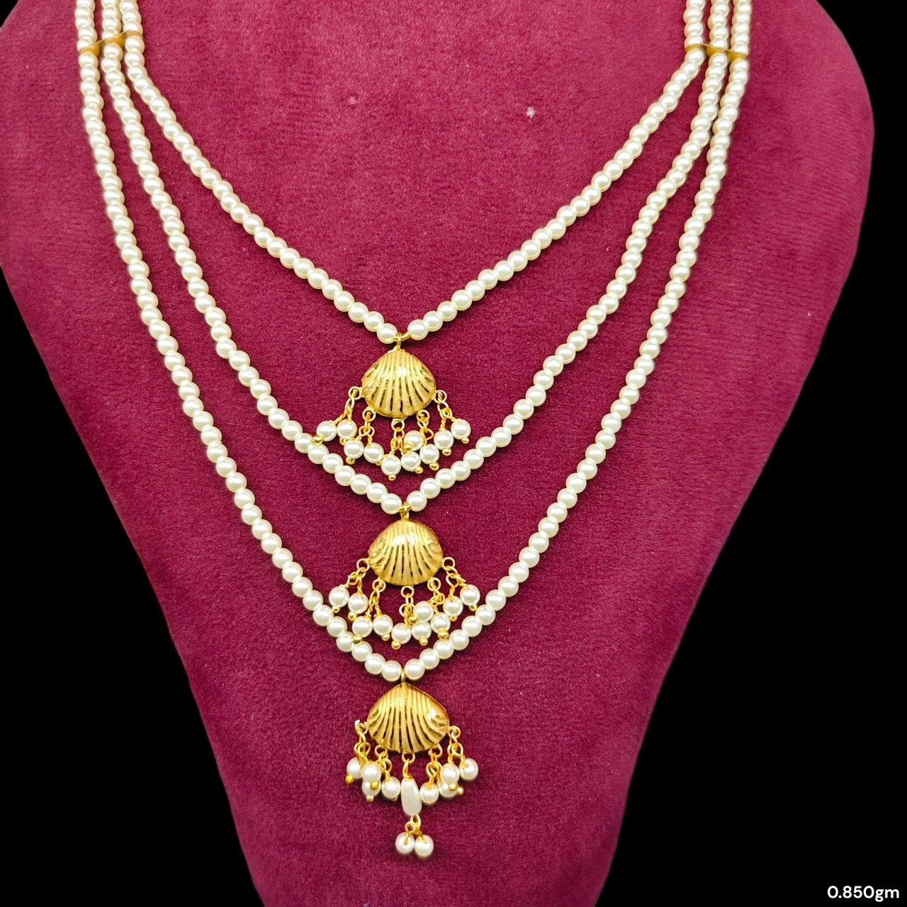 (GMH)- (WGT: 0.850 GM APPROX) BIS CERTIFIED HUID HALLMARK 9KT GOLD MOTI SITAHAR NECKLACE 1 PIECE WITH ADJUSTABLE TASSEL.