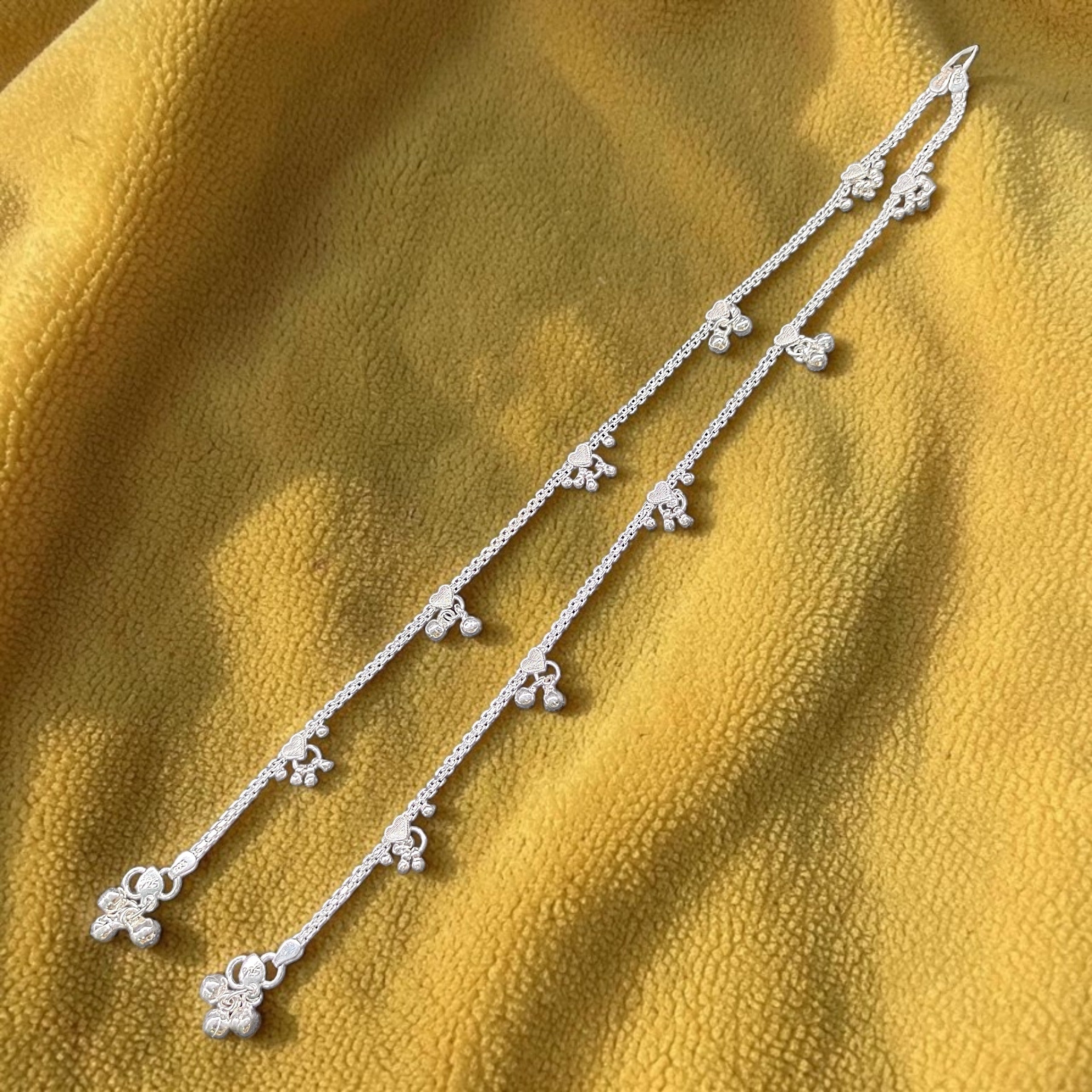 SILVER PAYEL- (WGT: 22.800 GM APPROX) BIS HALLMARK 925 SILVER PAYEL (ANKLET) 1 PAIR LENGTH: 10 INCH FOR WOMEN.