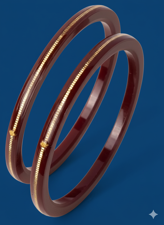 TRJ MAROON LITES HUID HALLMARK 916 22KT GOLD LAMINATION POLA BADHANO BANGLES FACEBOOK VIRAL POLA 1 PAIR APPROX. WGT: 0.100 GM. (FUTURE EXCHANGE VALUE 25% OF PRODUCT PRICE IN BILL WITH ANY JEWELLERY).
