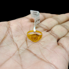 BABY JEWELLERY- TRJ WGT: 0.290 GM APPROX 375 9KT HUID HALLMARK GOLD BABY FINGER RING 1 PIECE FOR RICE CEREMONY & BIRTHDAY.