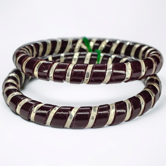 COFFEE SPIRAL DESIGN 995 ORIGINAL SILVER POLA BANGLES FOR WOMEN 1 PAIR - SOLD AS MRP BY RAJLAXMI (GET FREE SILVER POLA RING) HAPPY HOURS OFFER.