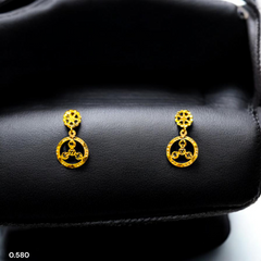 GOLD EARRINGS- WGT: 0.580 GM APPROX BIS CERTIFIED HUID HALLMARK 9KT GOLD EARRINGS 1 PAIR FOR WOMEN.