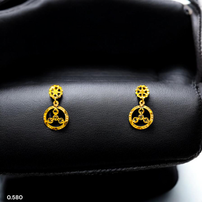 GOLD EARRINGS- WGT: 0.580 GM APPROX BIS CERTIFIED HUID HALLMARK 9KT GOLD EARRINGS 1 PAIR FOR WOMEN.