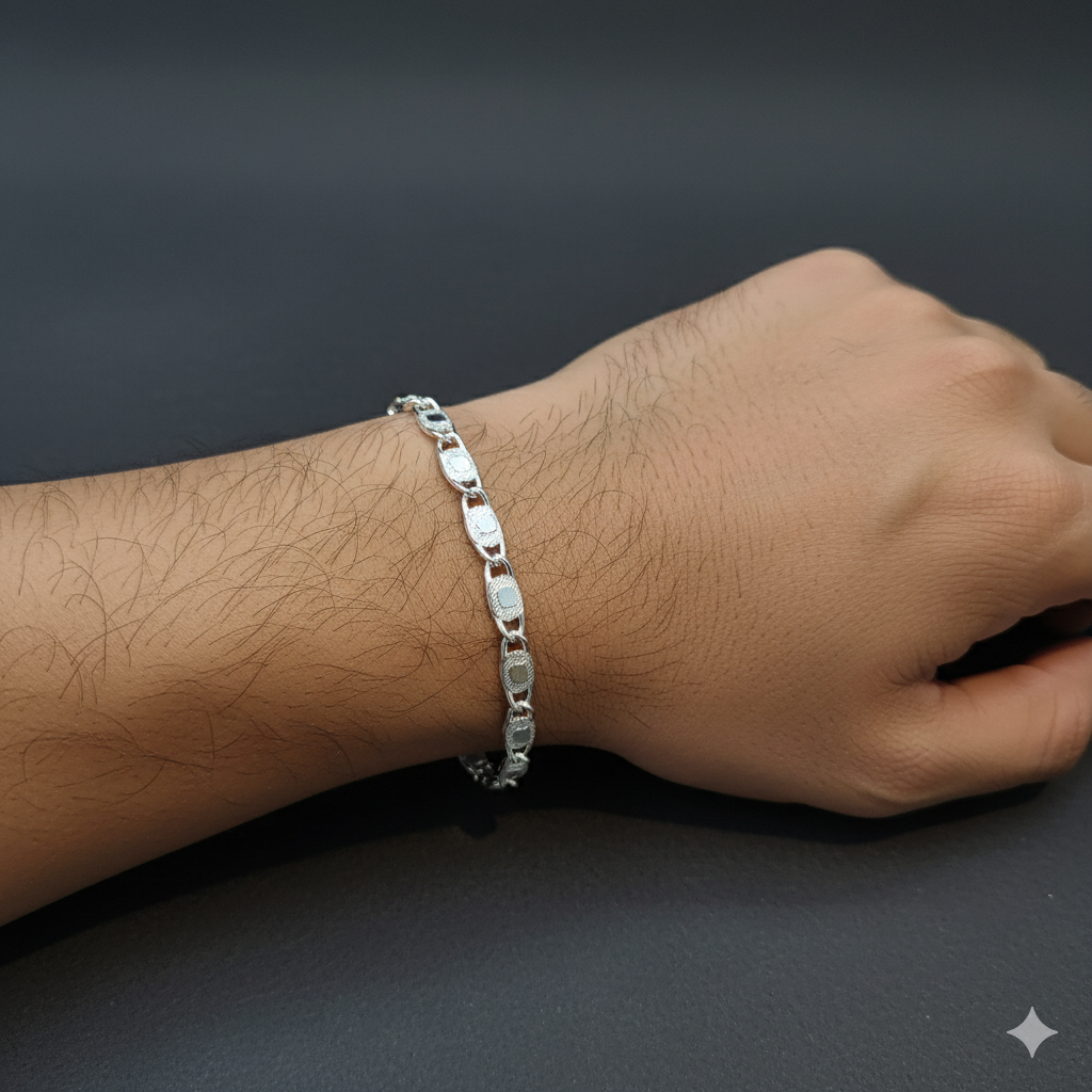 (SWL) RAJLAXMI 625 SILVER WRISTLET WGT: 16.330 GRAM 8.5" INCH FOR UNISEX 1 PIECE (REGULAR USE)