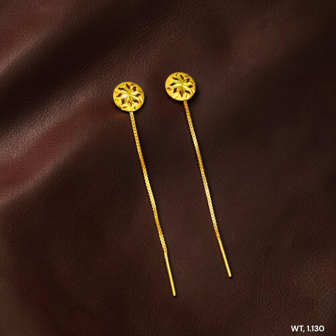 GOLD SUIDHAGA- (WGT: 1.130 GM APPROX) BIS CERTIFIED HUID HALLMARK 9KT GOLD SUIDHAGA EARRINGS (1 PAIR) FOR WOMEN.